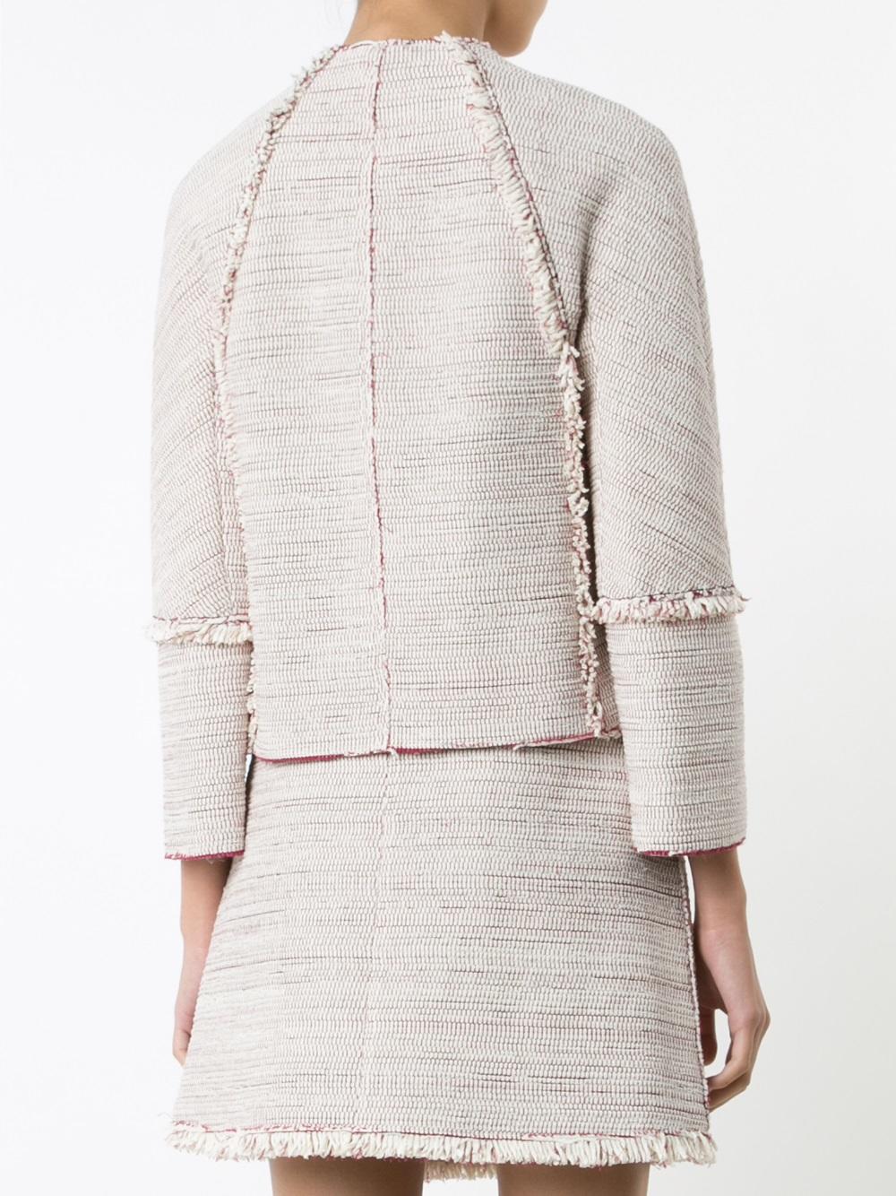 collarless tweed jacket