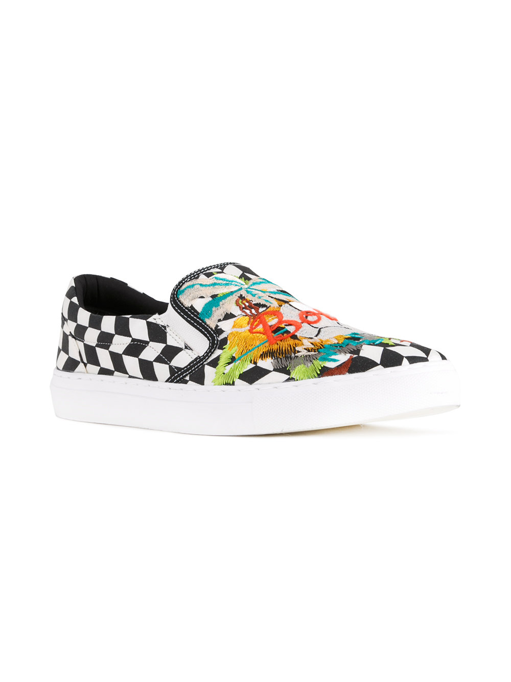 skull embroidered slip-on sneakers