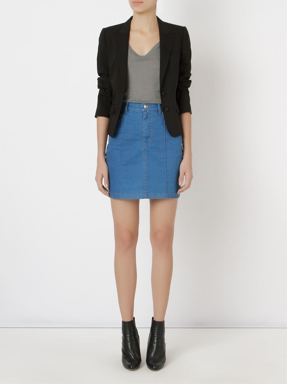 high waist denim skirt