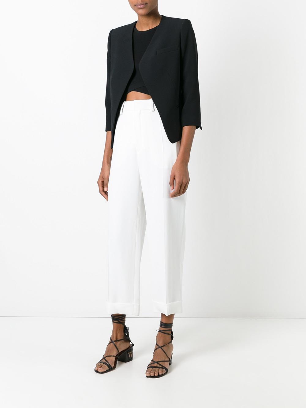 straight leg tailored trousers