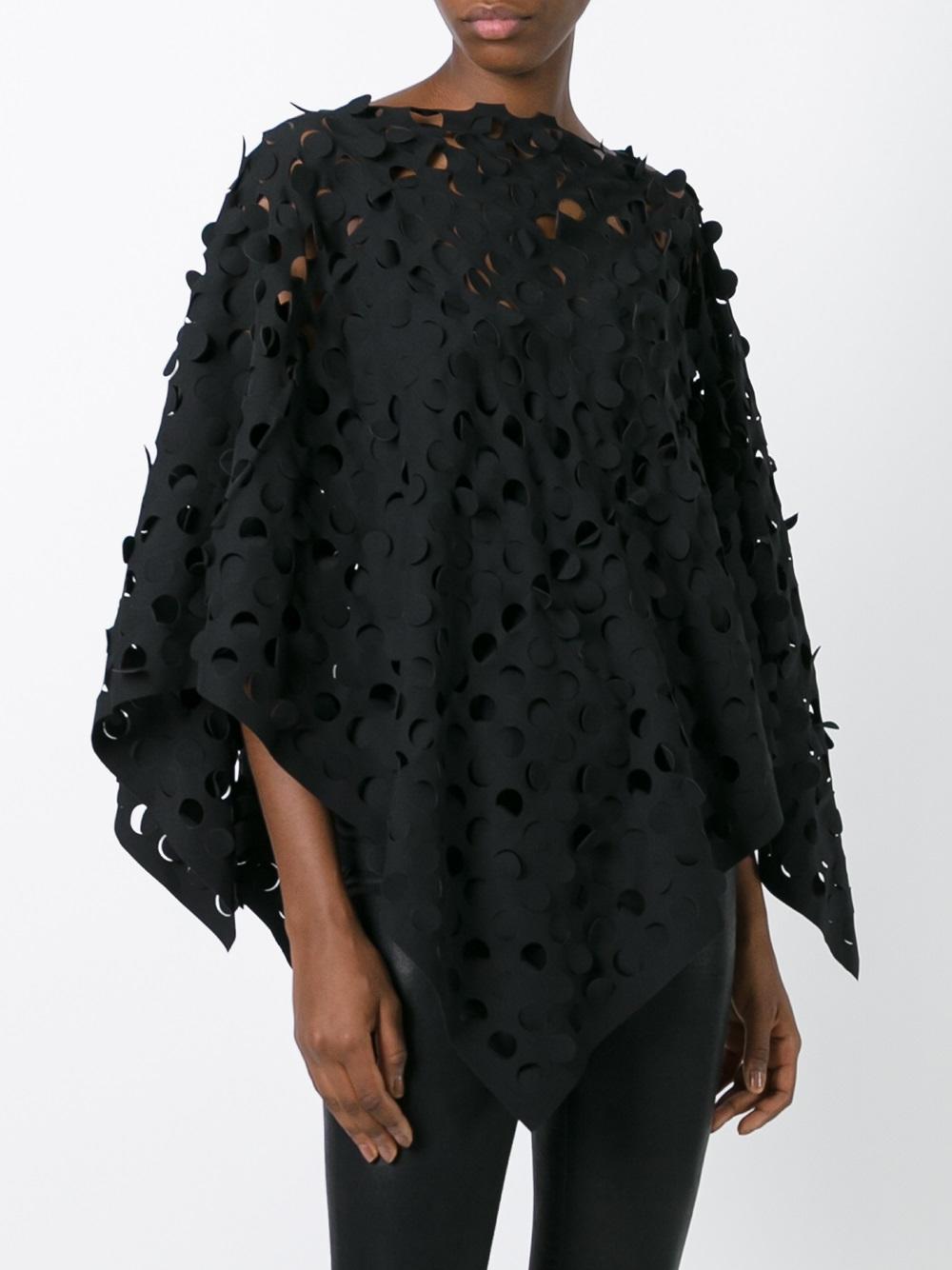 cut-off circular detailing poncho