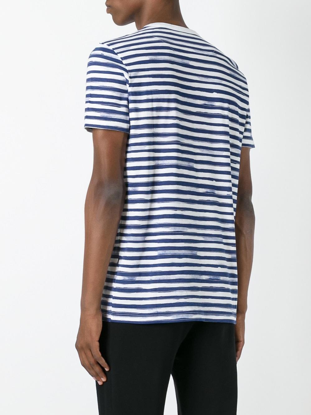 palm tree print striped T-shirt