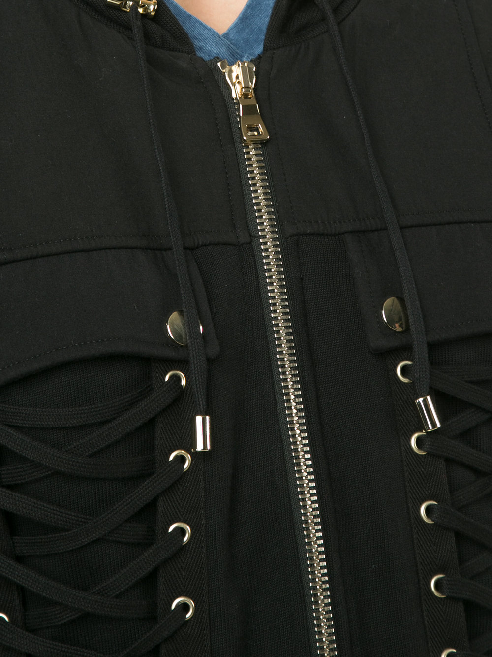 lace-up zipped hoodie