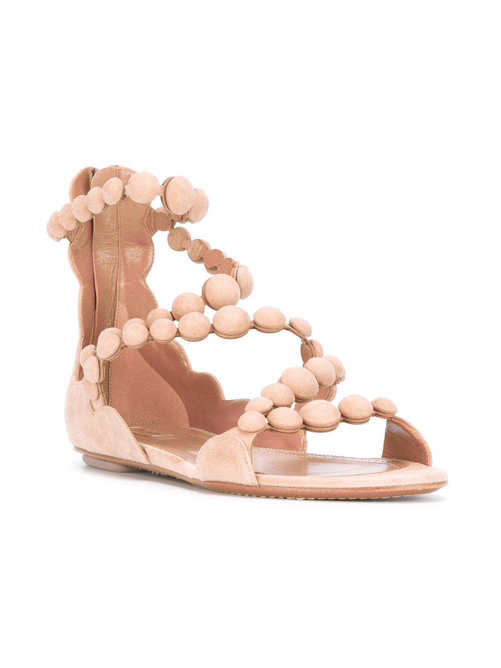 rear zip flat sandals