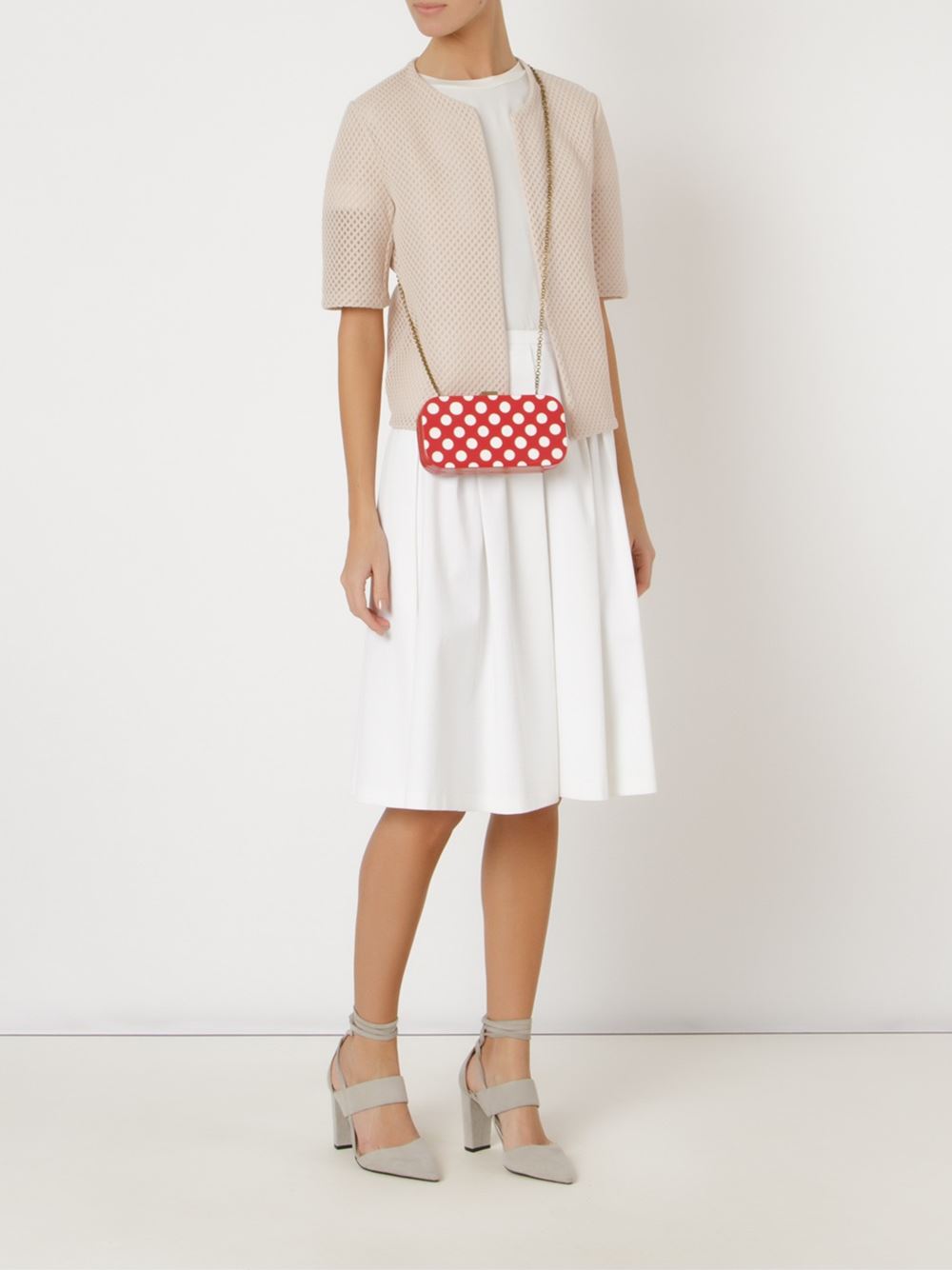 polka dot enamelled clutch