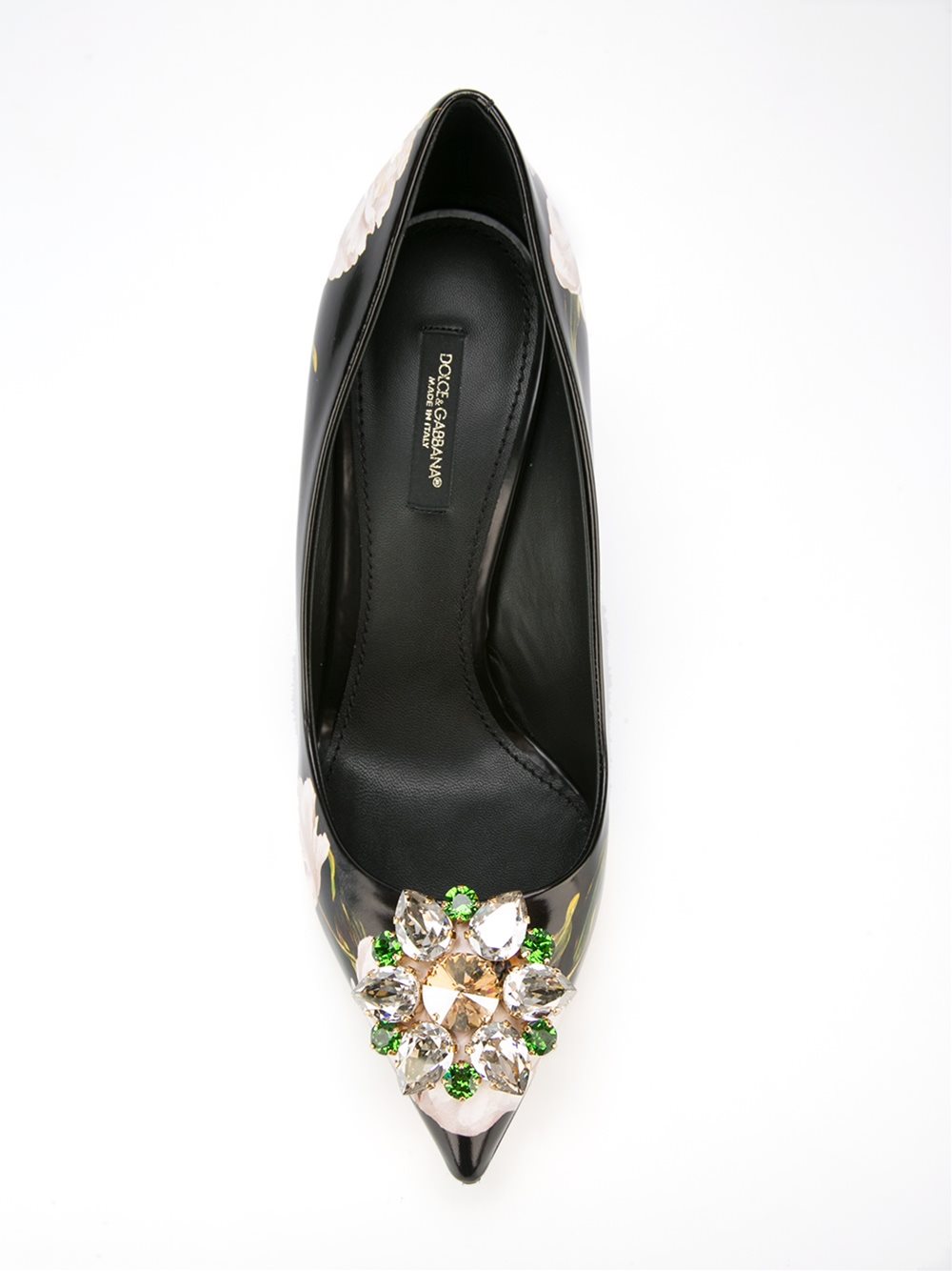 embellished tulip print pumps