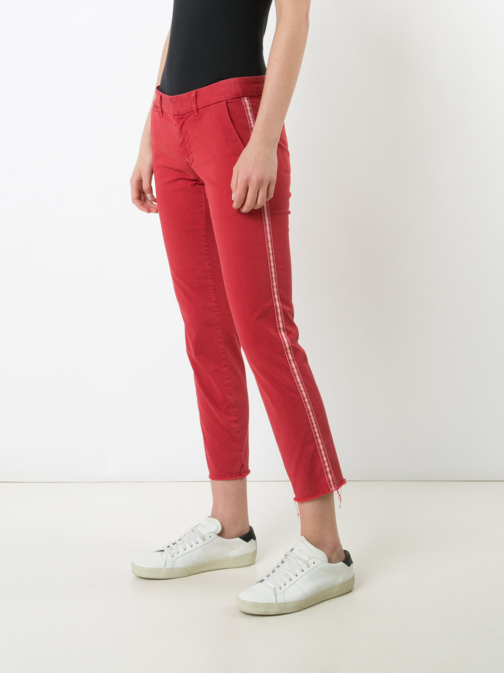 stripe detail cropped trousers