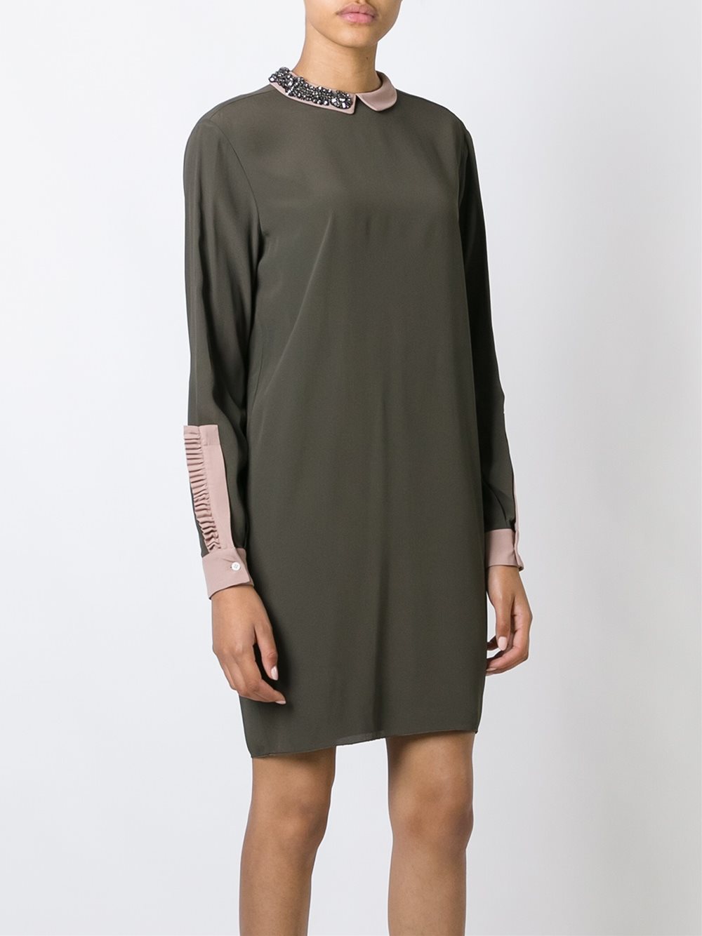 embellished trim shift dress