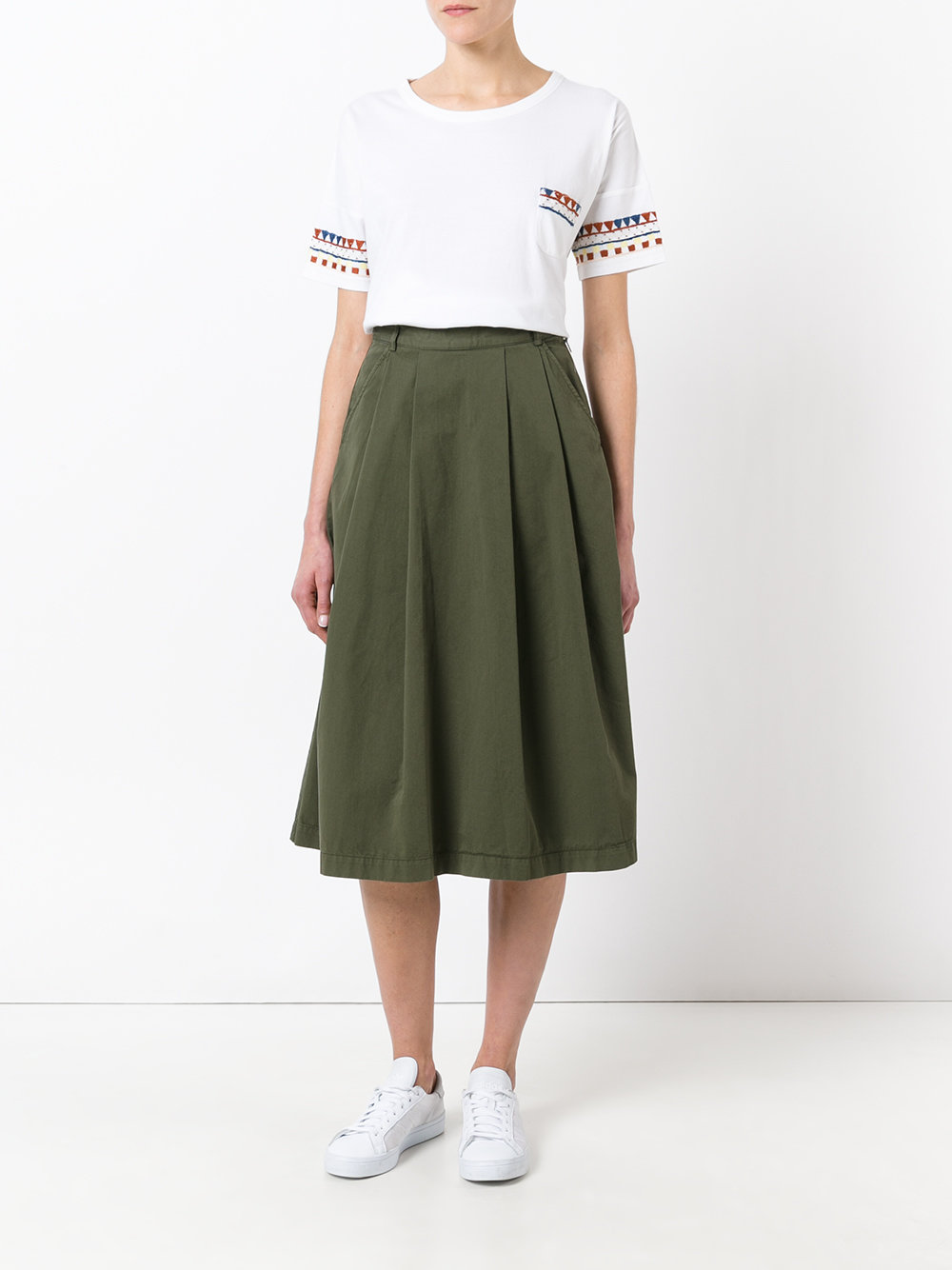 patterned trim T-shirt