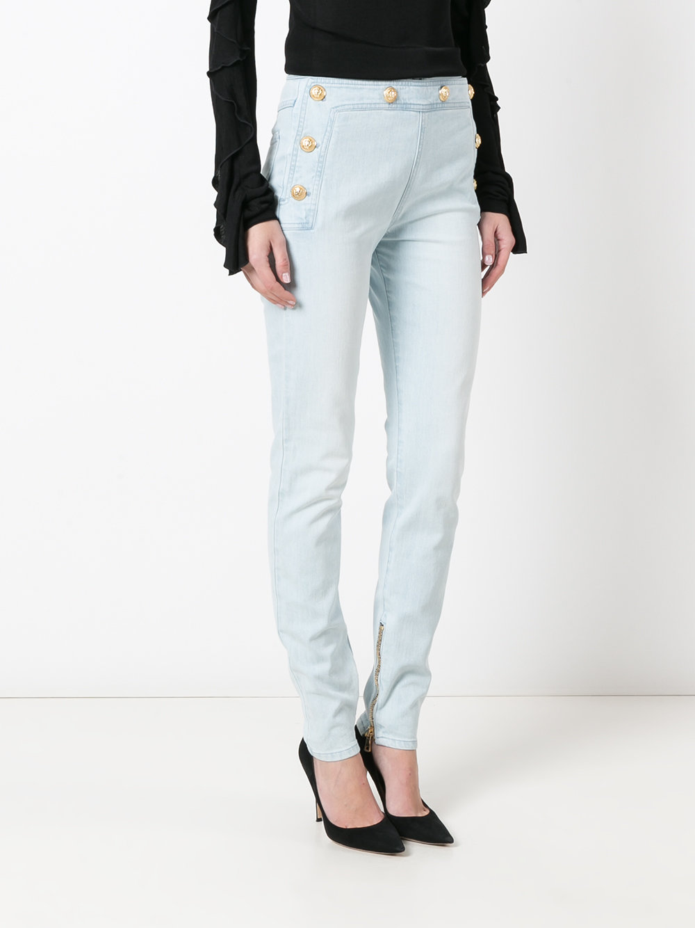 decorative button skinny jeans