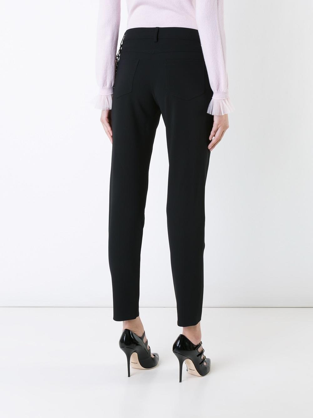 pearl and chain embellished trousers