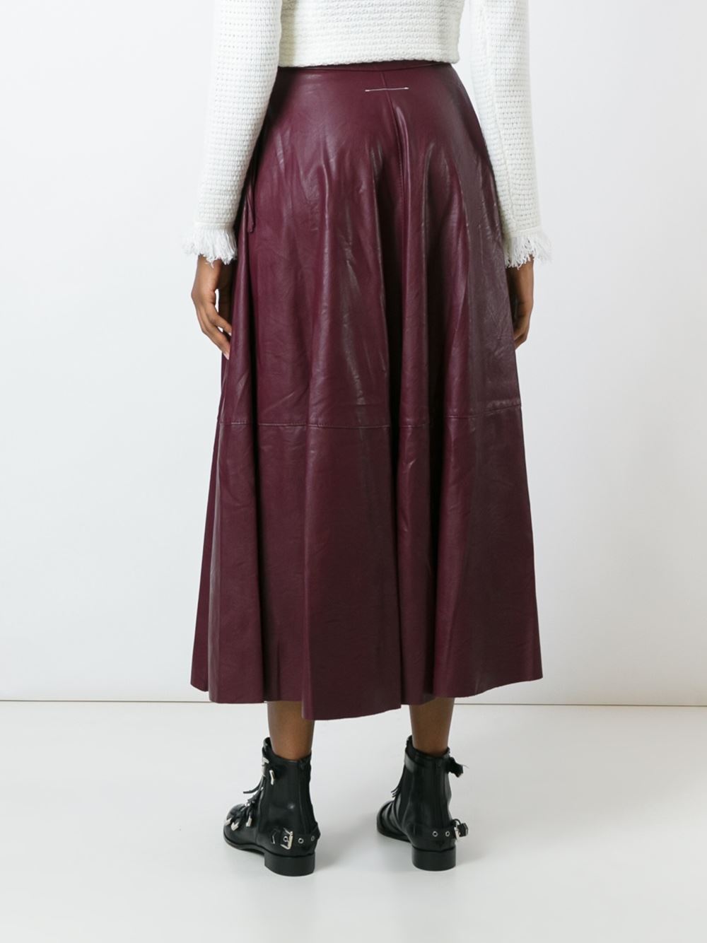 pleated leather skirt