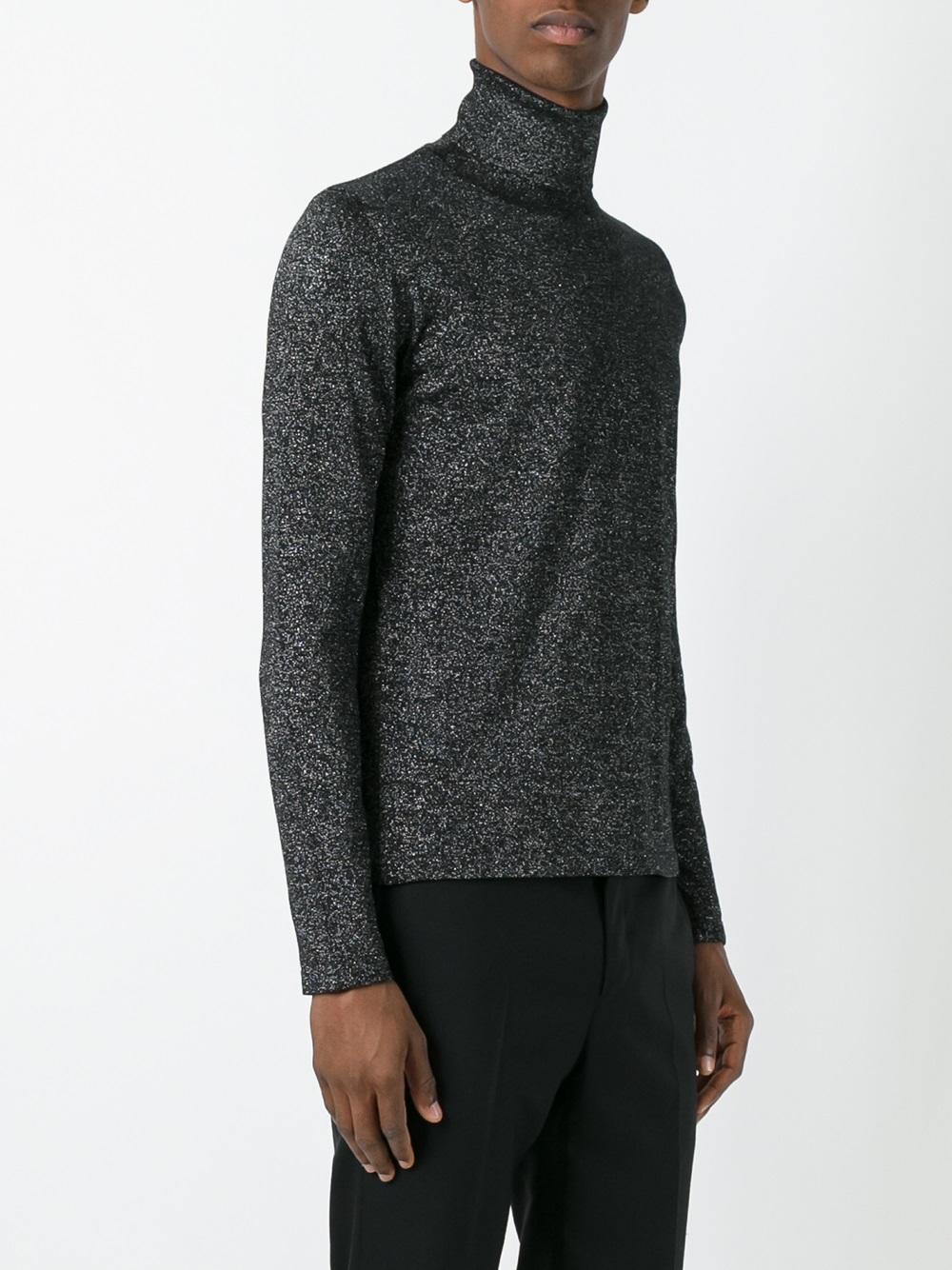 metallic roll neck jumper