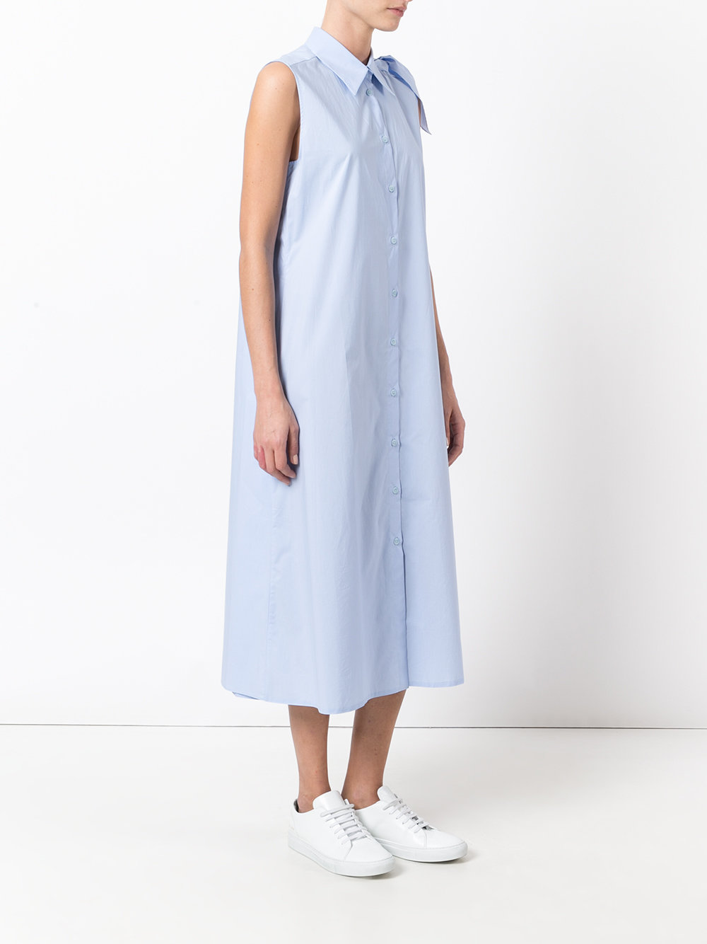 sleeveless midi shirt dress