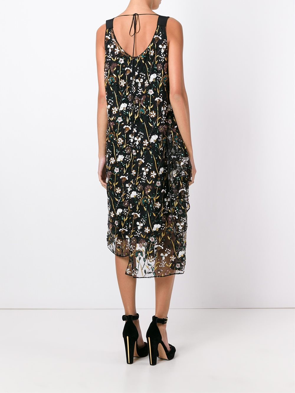 floral embellished mid-length dress