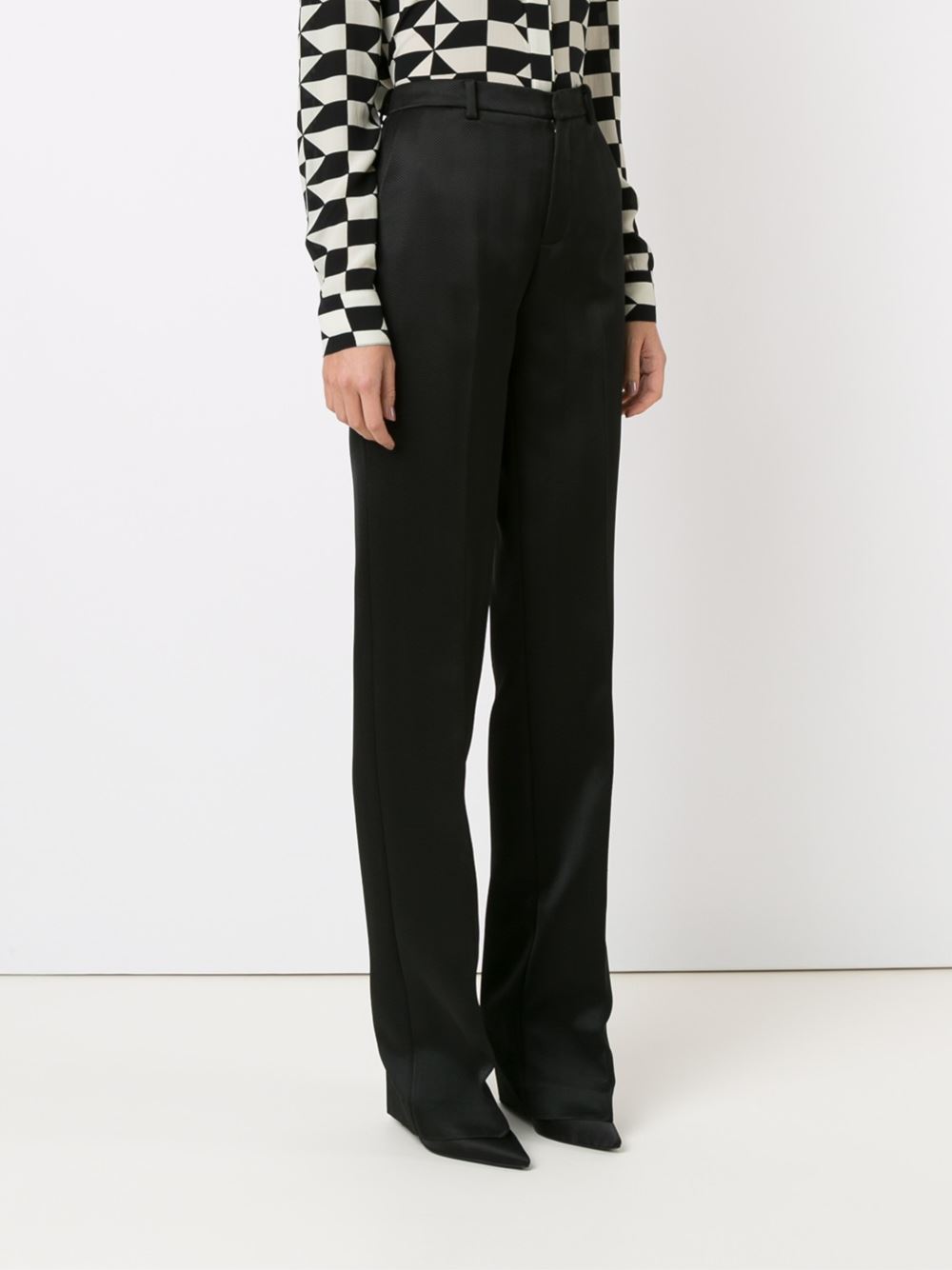 straight leg jacquard trousers