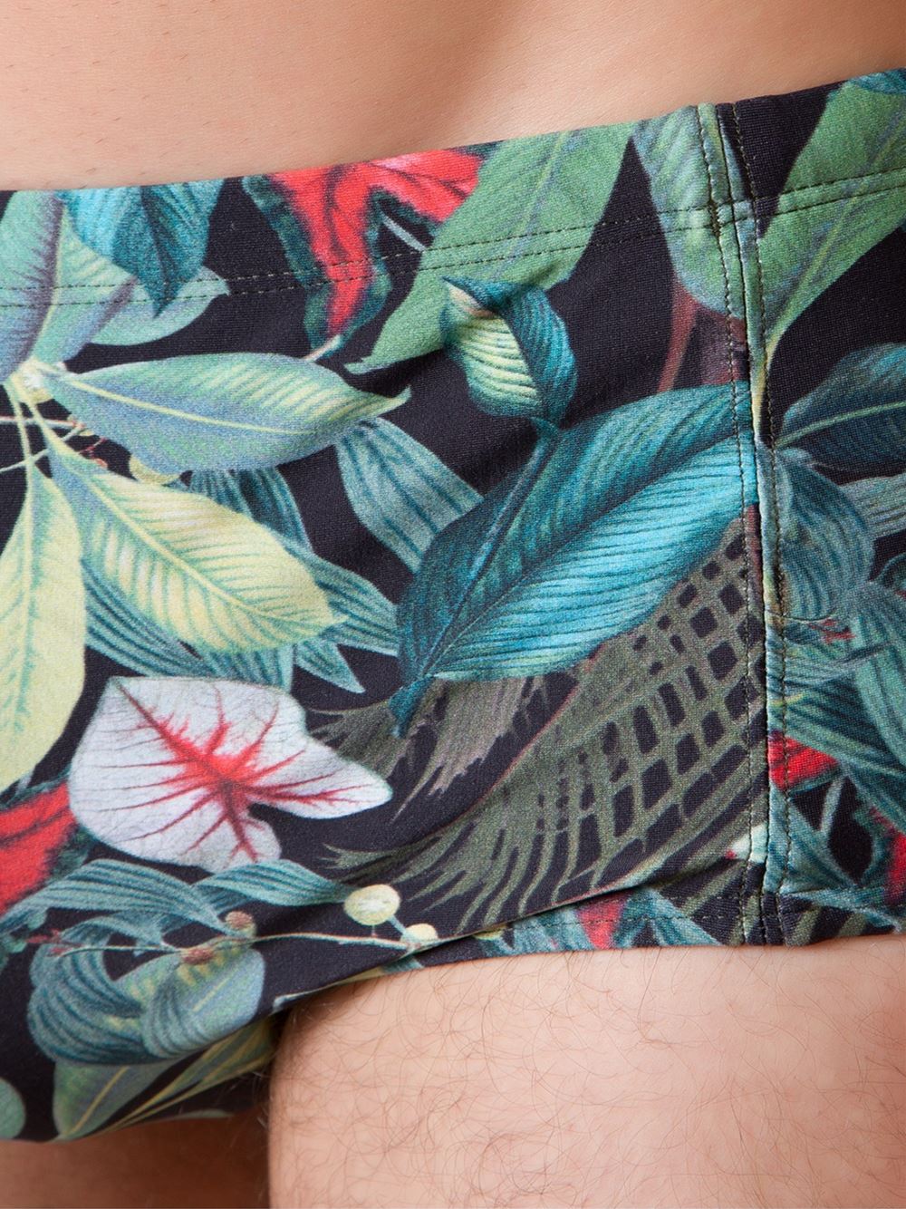 foliage print swim trunks