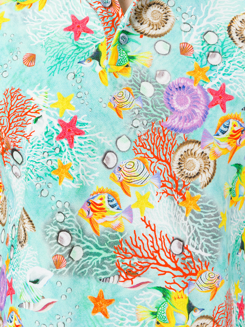 sea-life print polo shirt