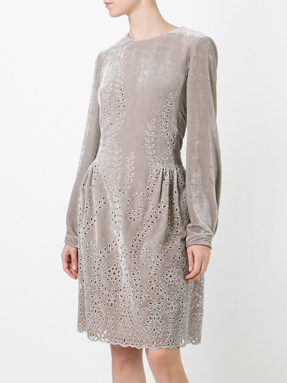 perforated detailing flared dress