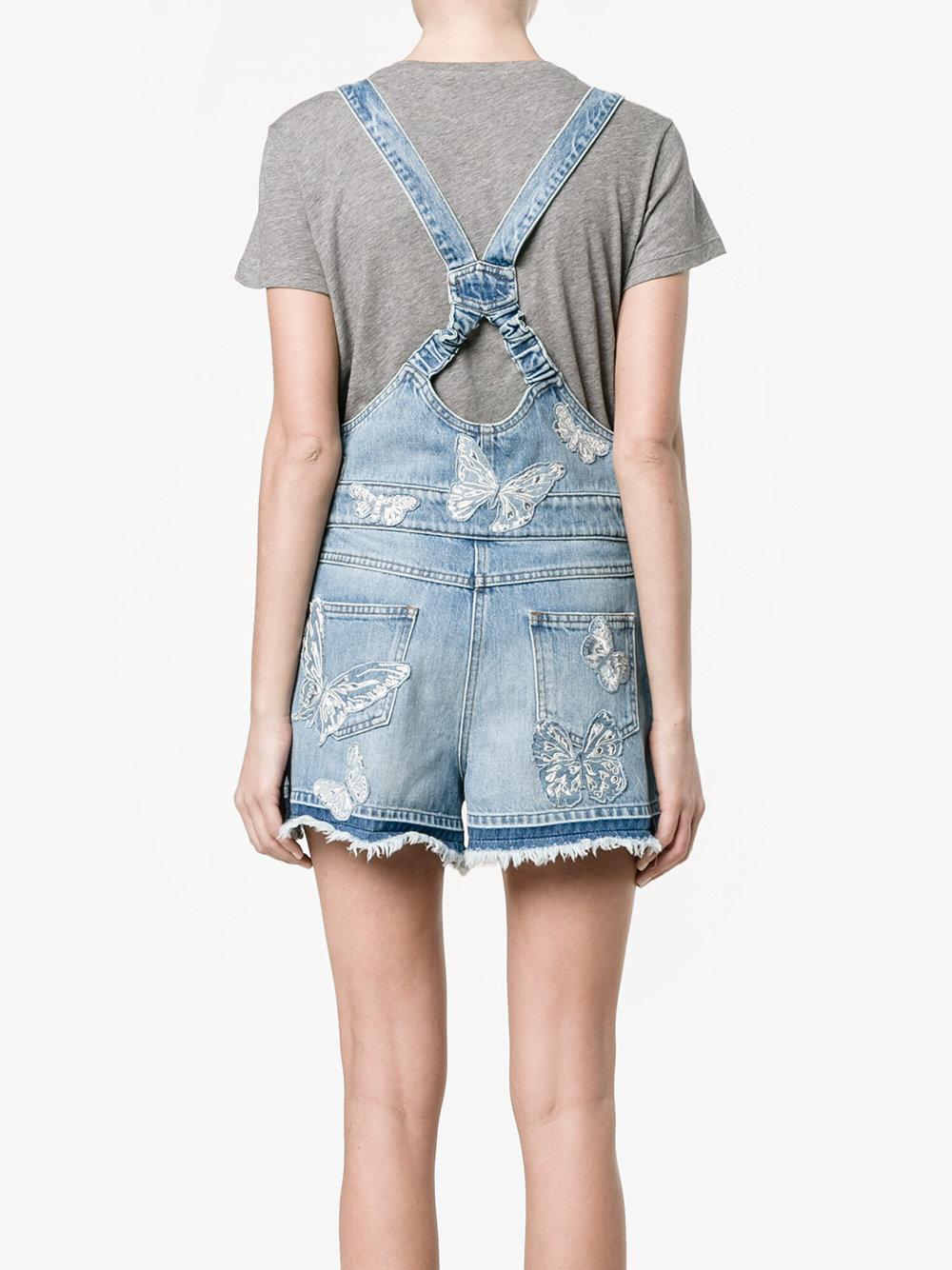butterfly appliqué dungarees