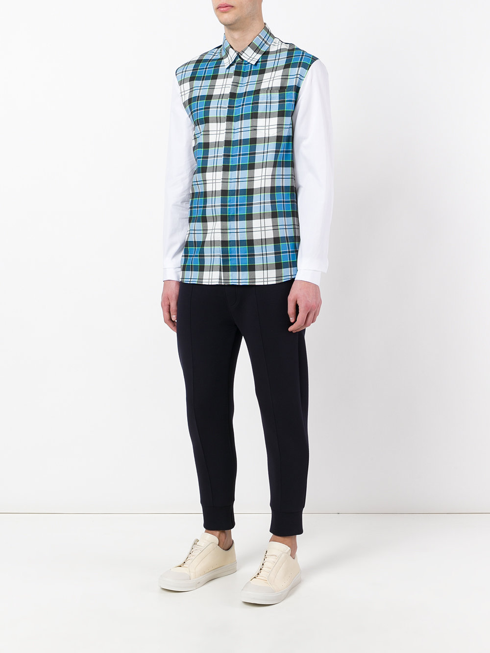 panelled checked shirt