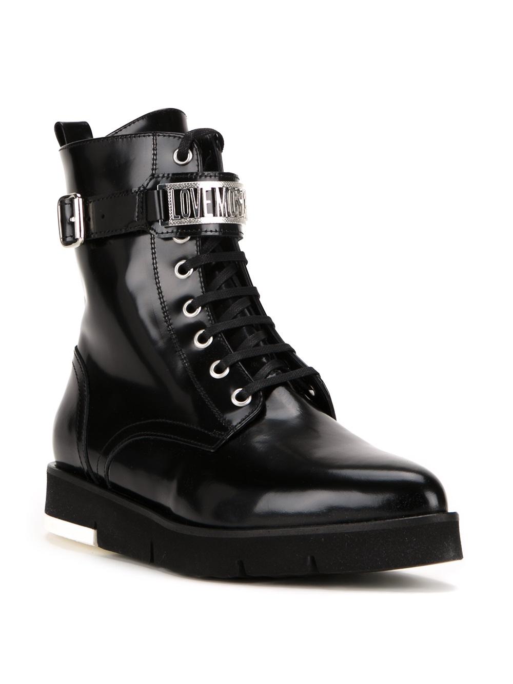 buckled detailing combat boots