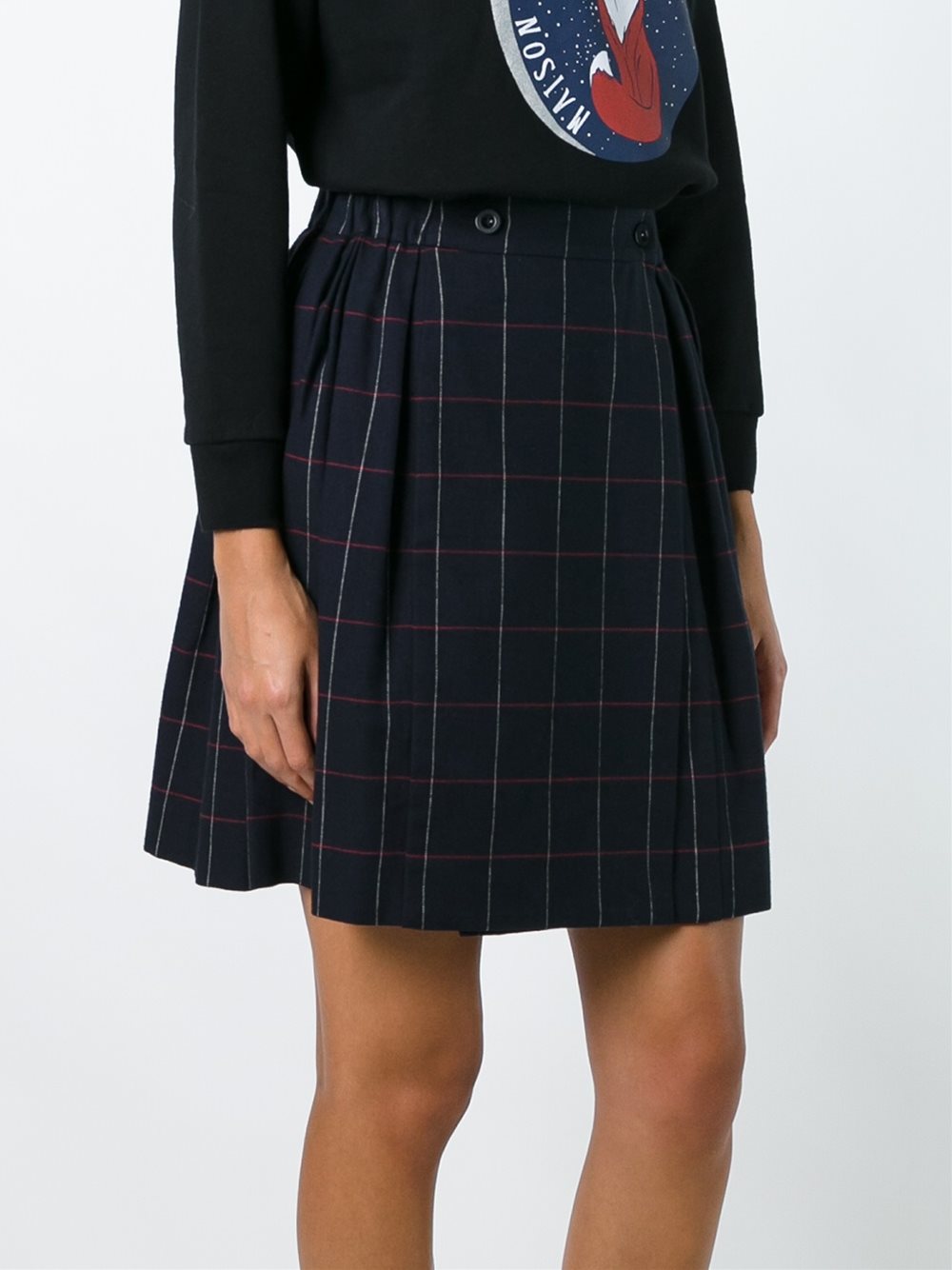 pleated grid skirt 