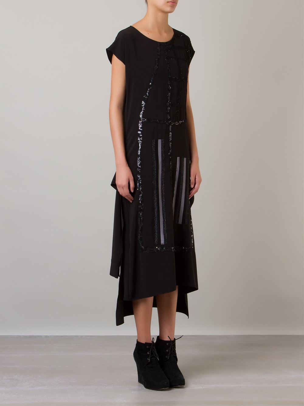 embroidered asymmetric dress