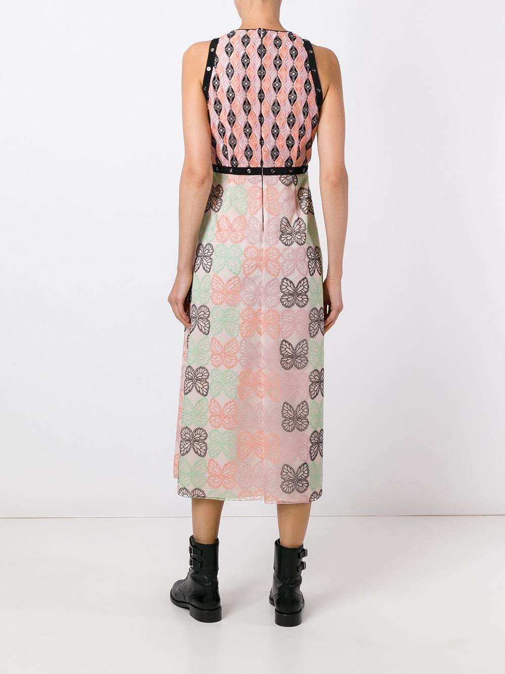 multi-print mid dress