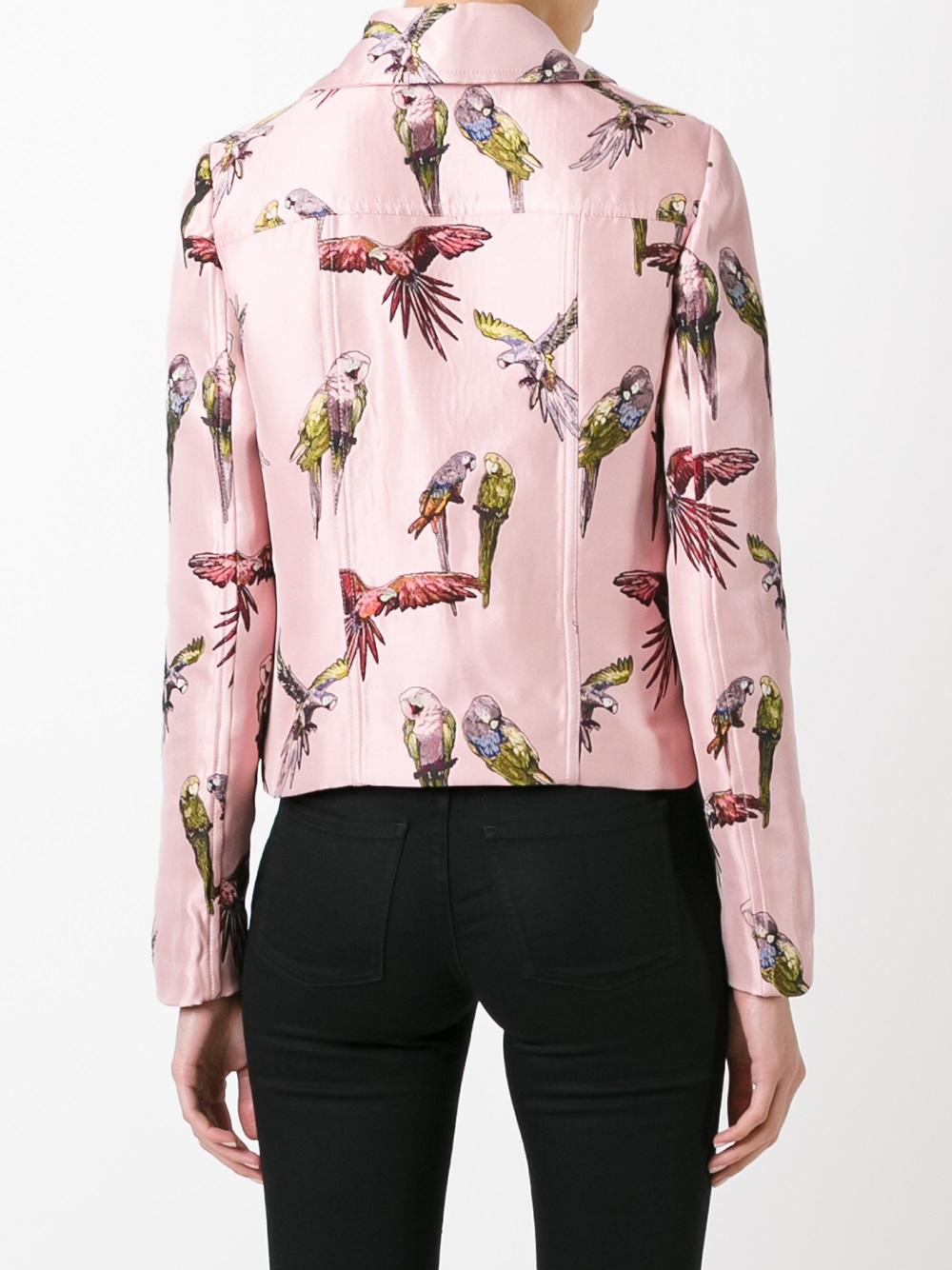 parrot print biker jacket 