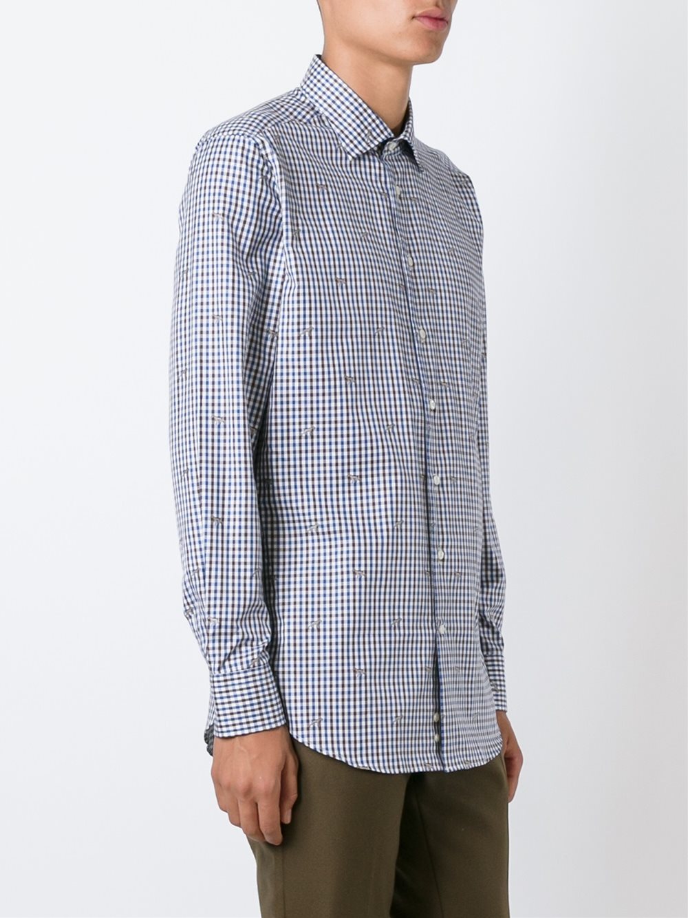 checked button down shirt