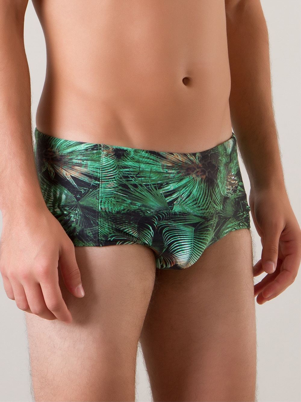 foliage print swim trunks