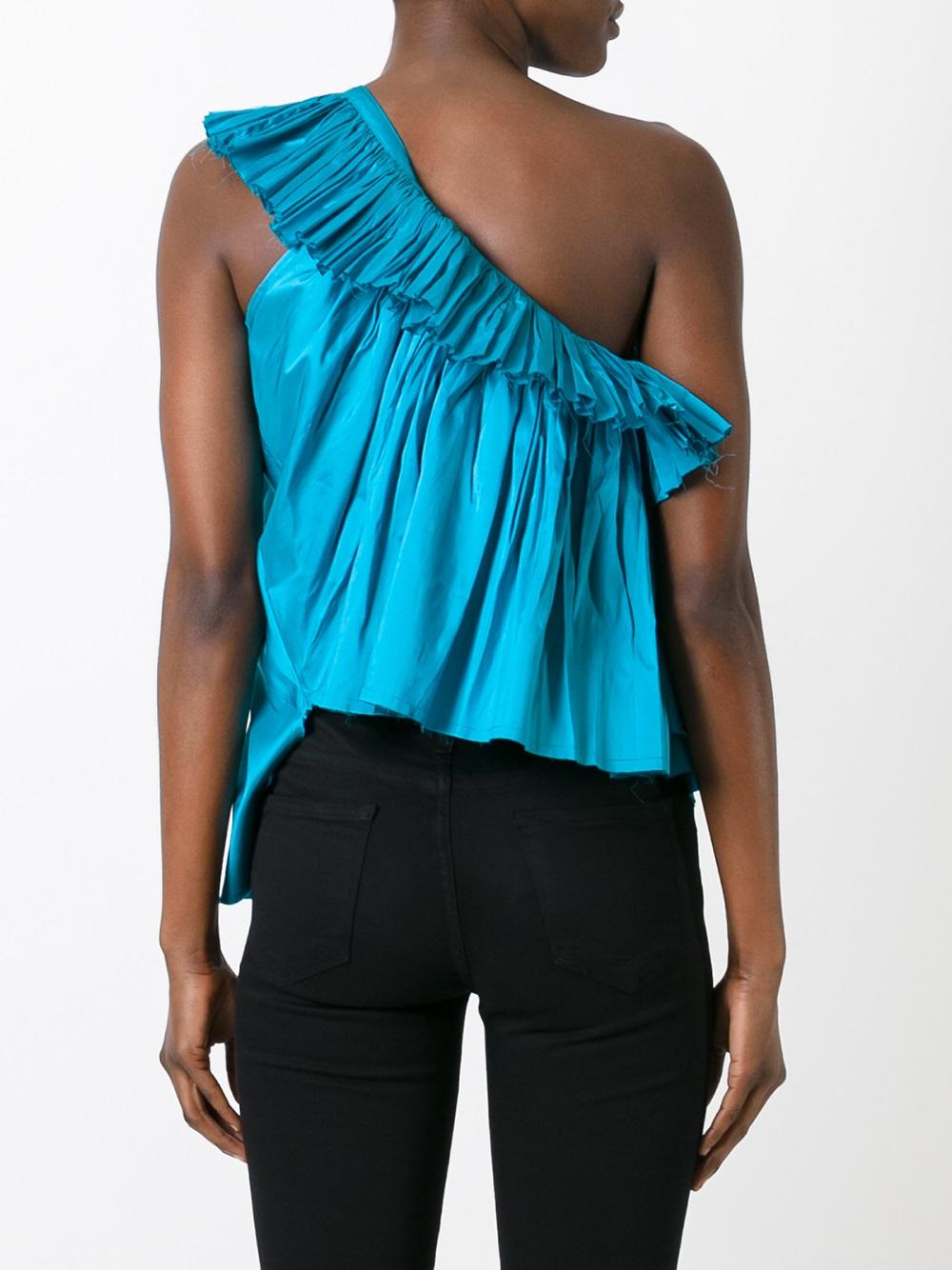 pleated one-shoulder top