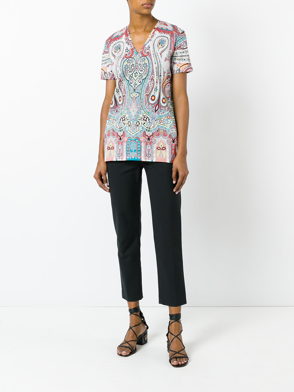 paisley print V-neck top 