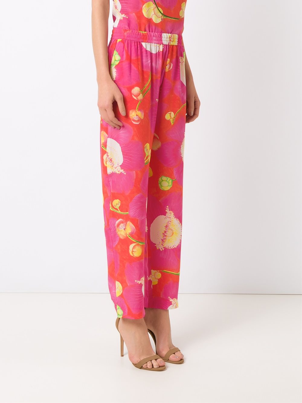 silk printed trousers