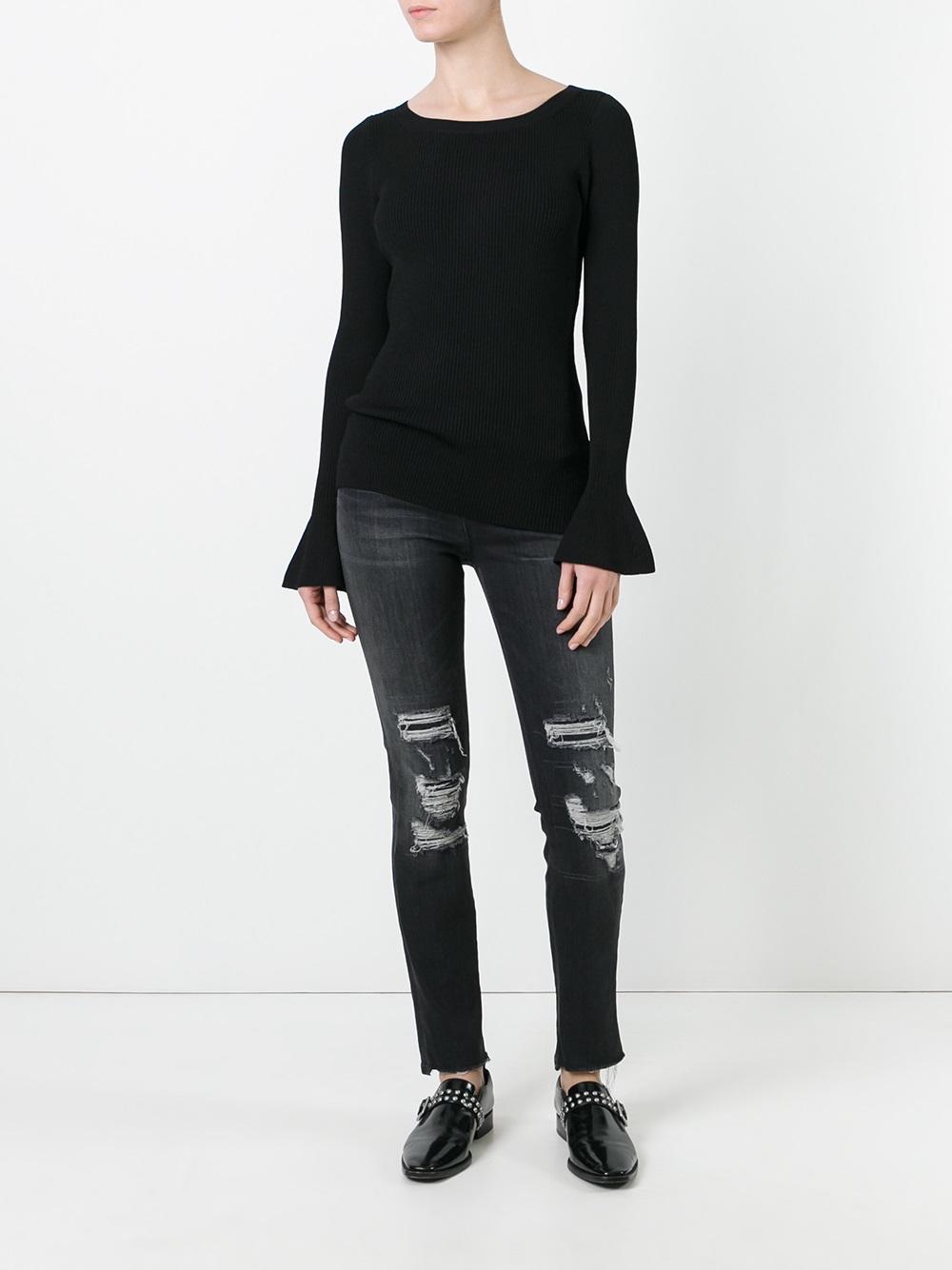 ribbed bell sleeve jumper