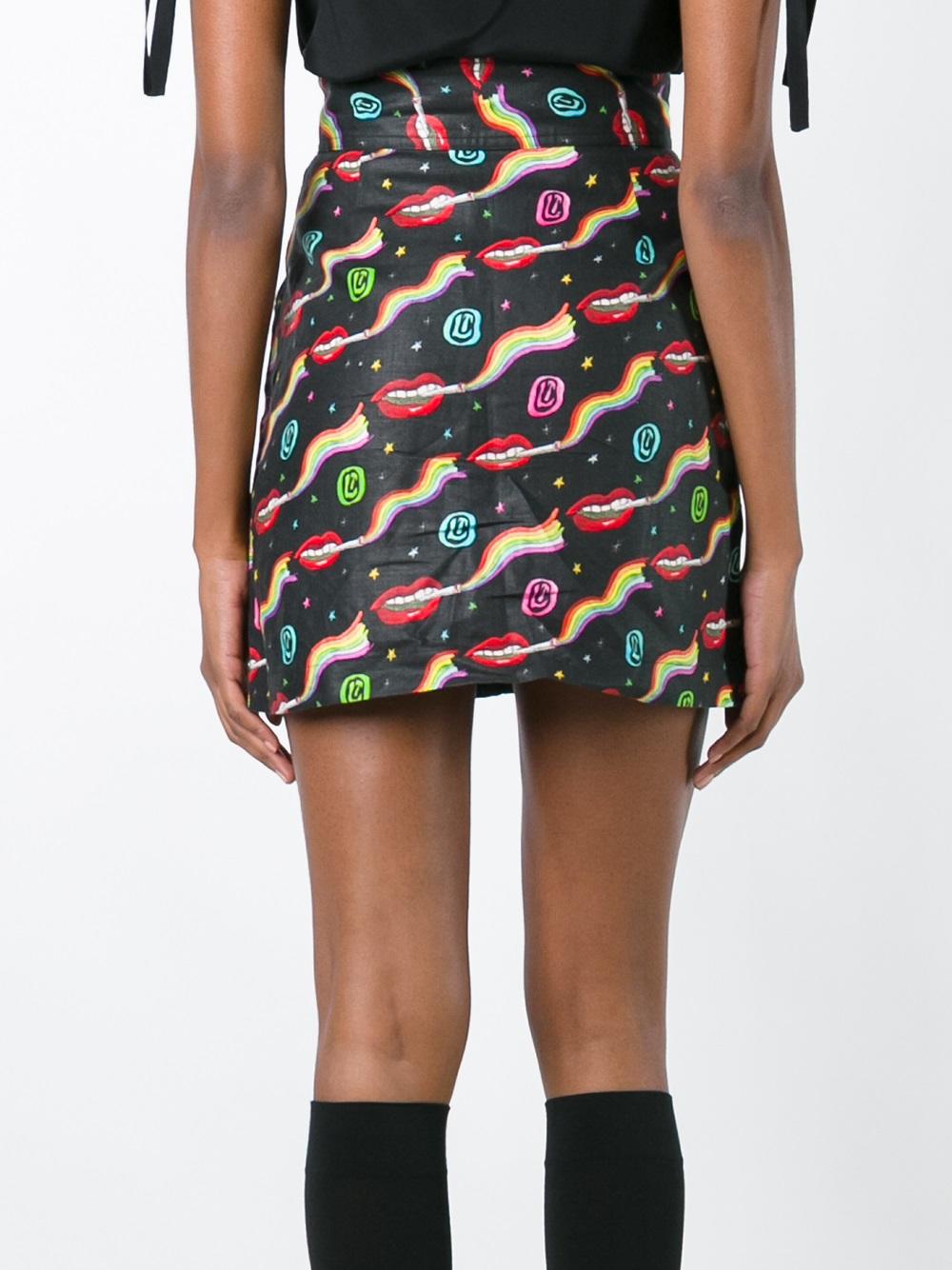 smoking lips print skirt