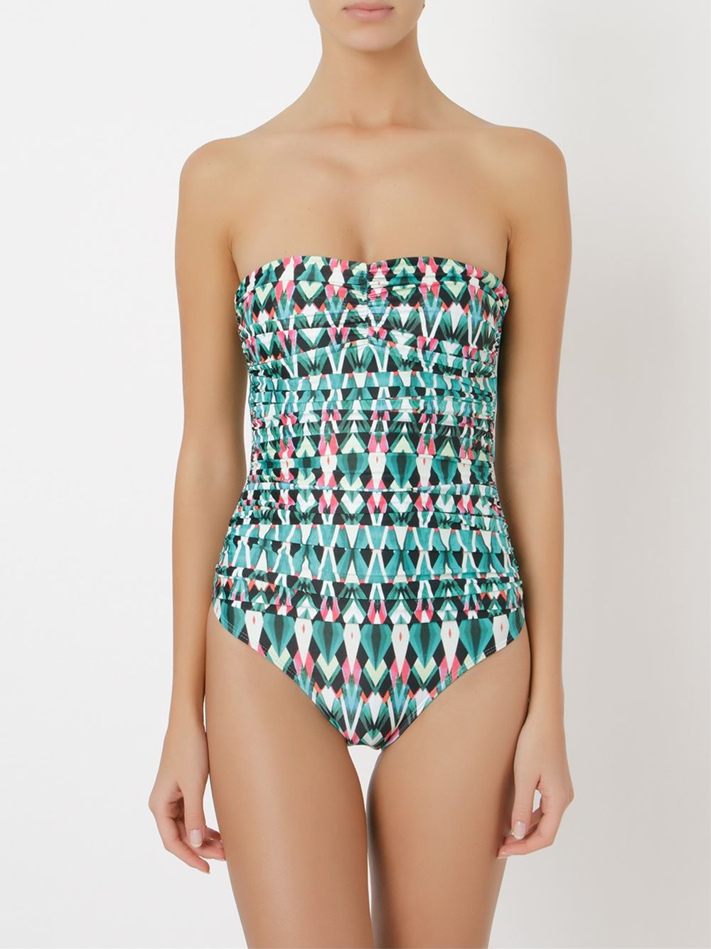 print draped swimsuit