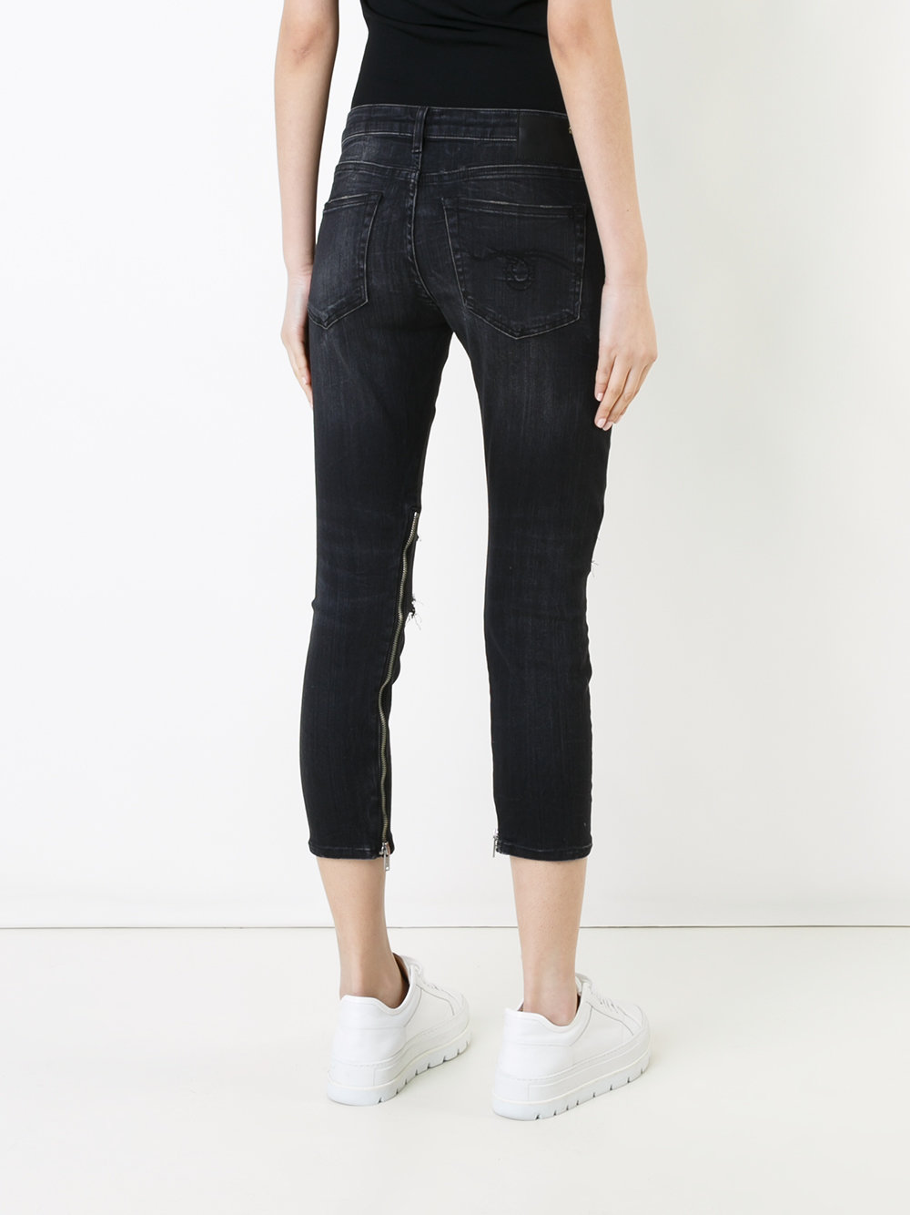 cropped distressed jeans 