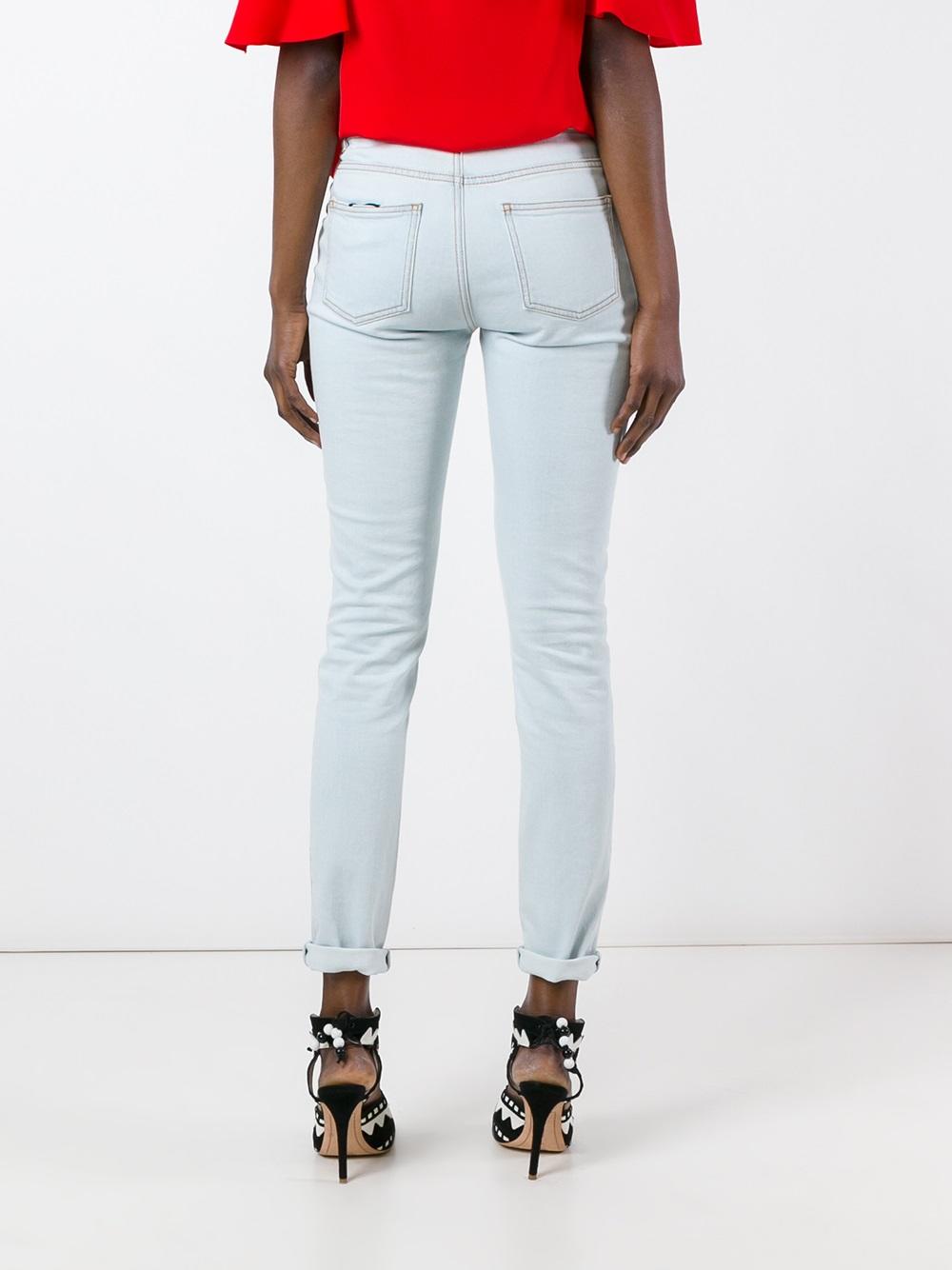 flower appliqué skinny jeans