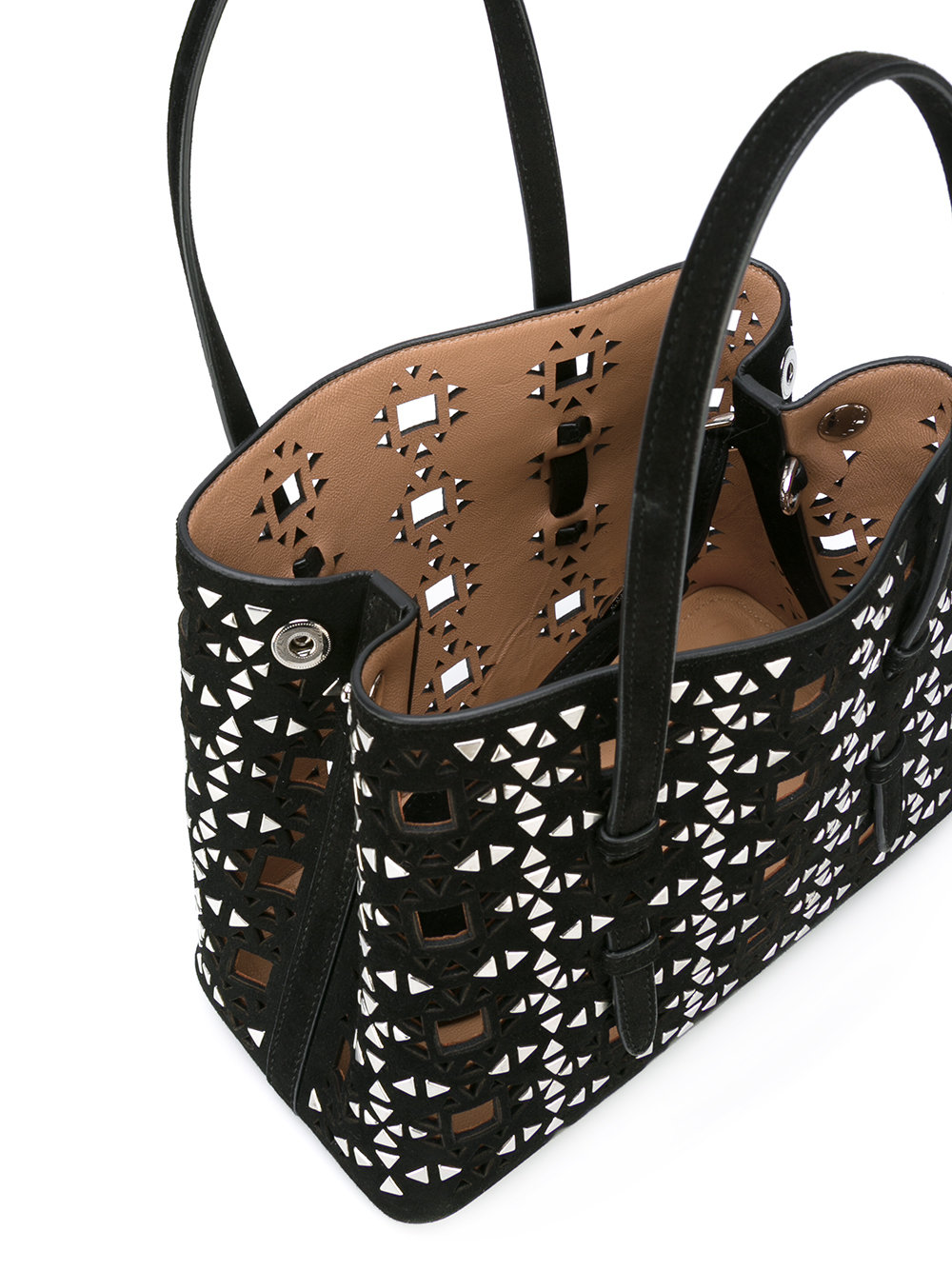 laser cut studded tote