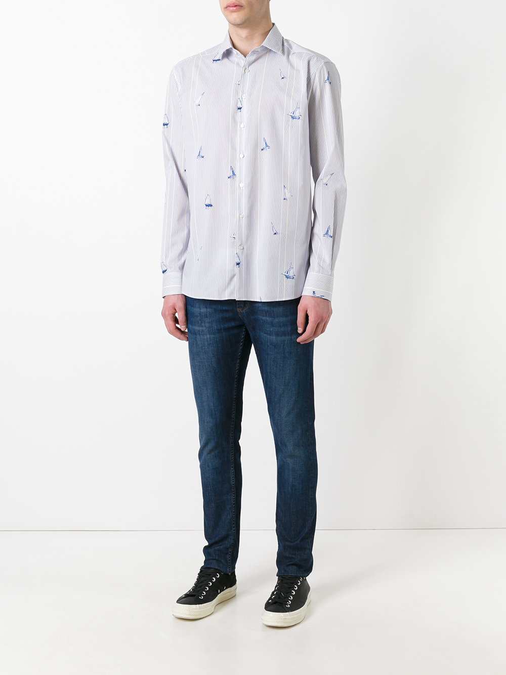 boats print striped shirt 
