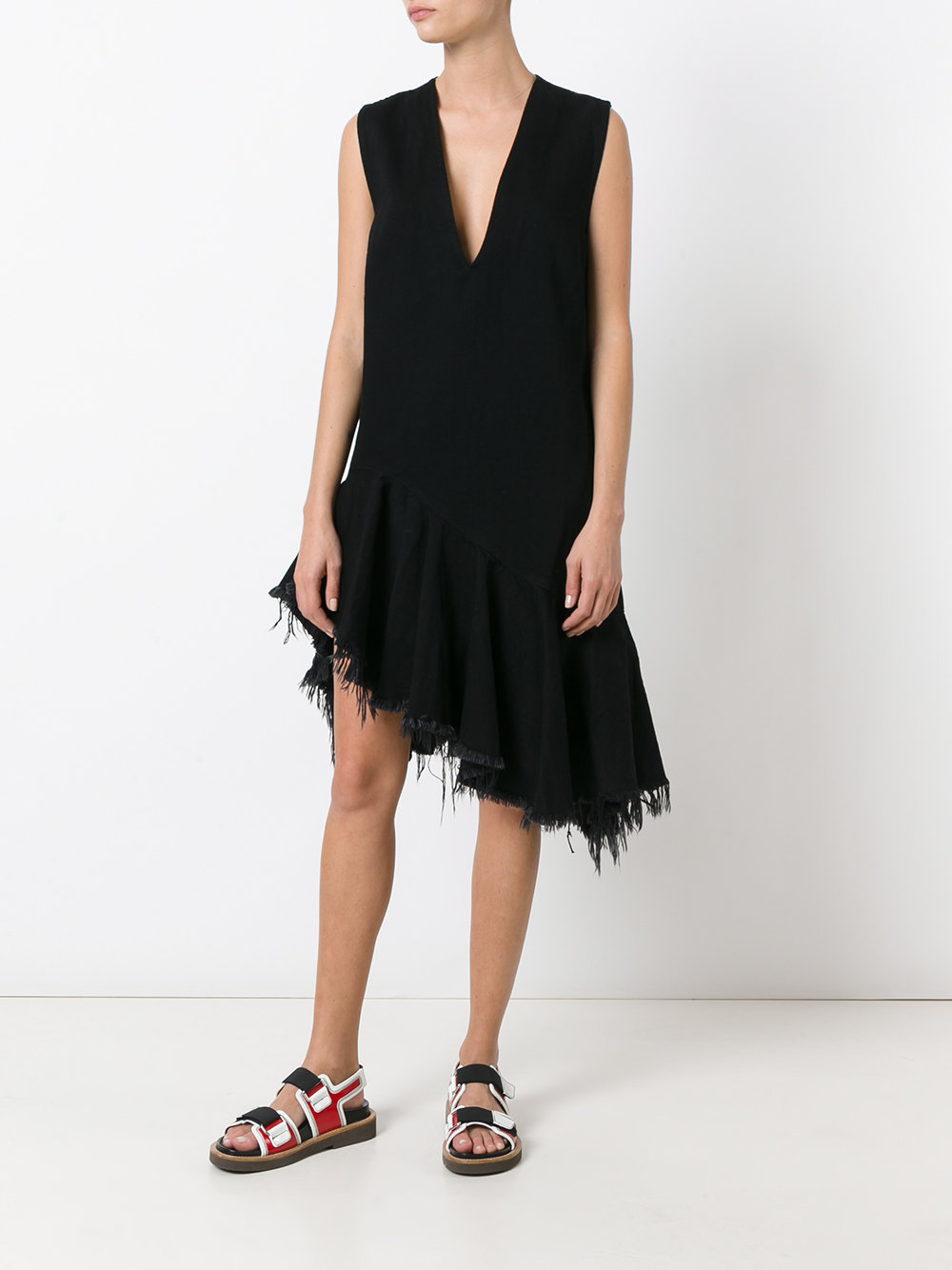 asymmetric deep-V dress