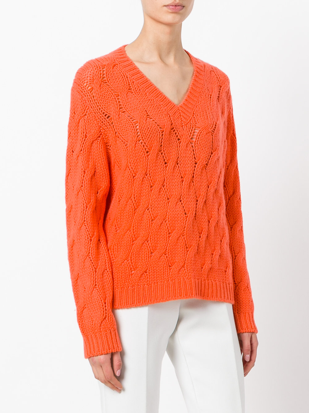 cable knit V-neck jumper