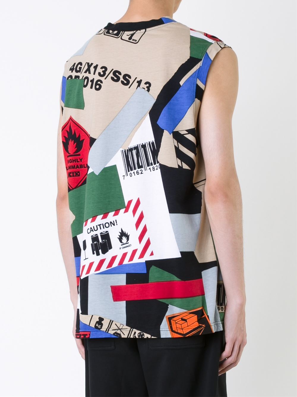 'Barcode Plastisol Print on Papertape' vest