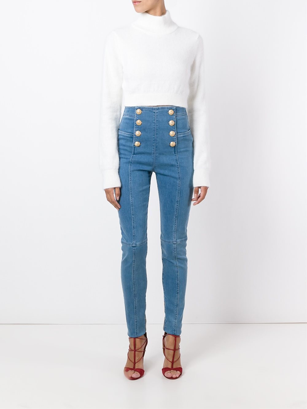 paneled button-up jeans