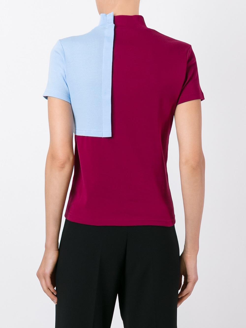 colour block roll neck T-shirt