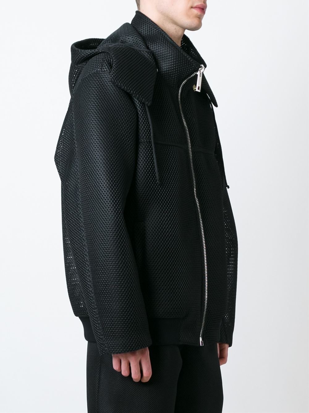 兜帽网纱夹克
