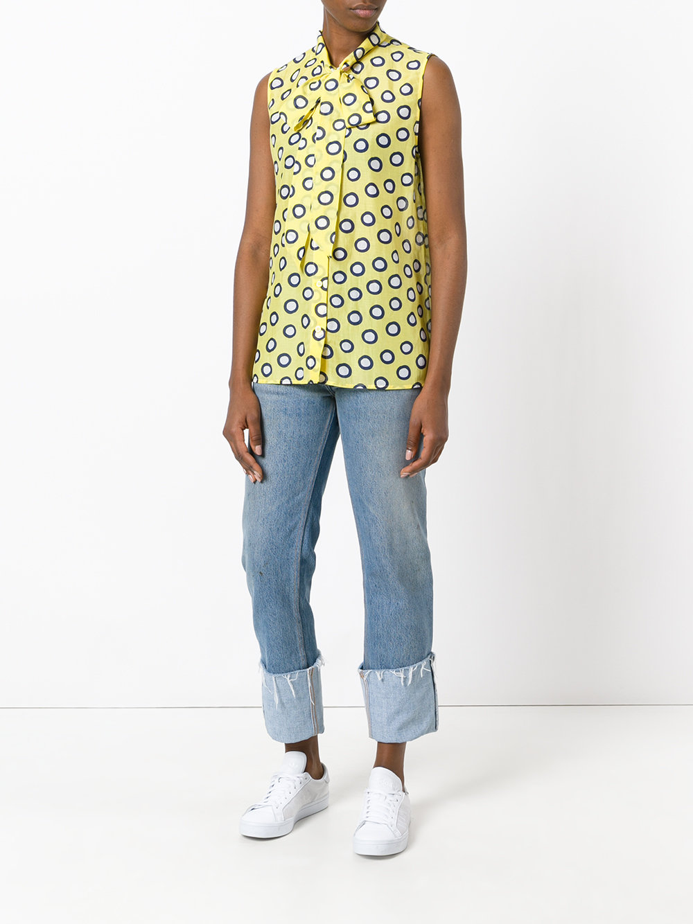 tied neck sleeveless shirt