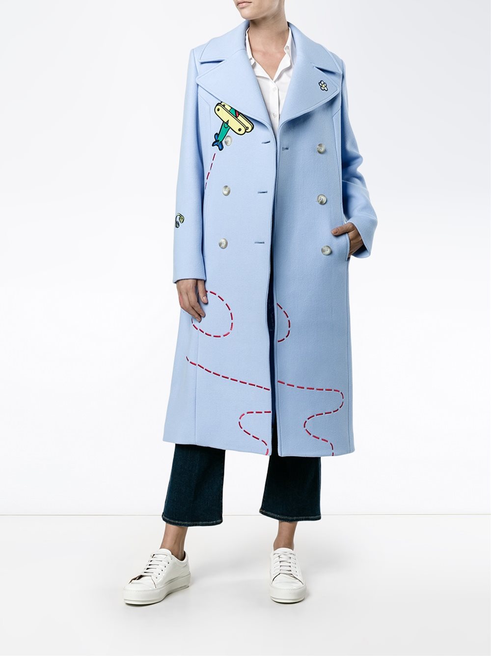 embroidered double breasted coat